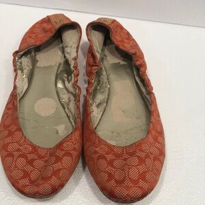 Coach Orange Patterned Flats